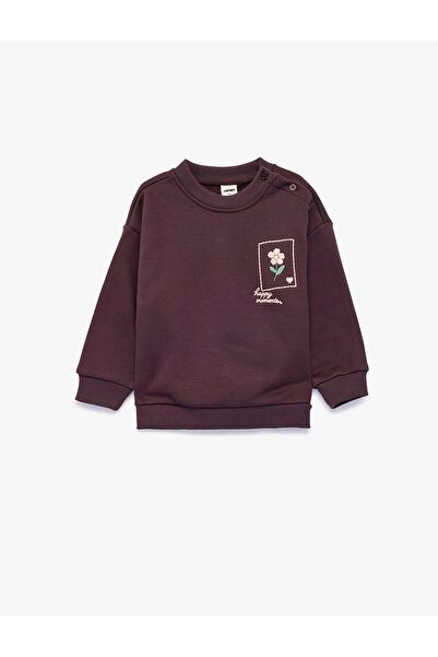 Koton Floral Printed Shawl Collar Long Sleeve Sweatshirt