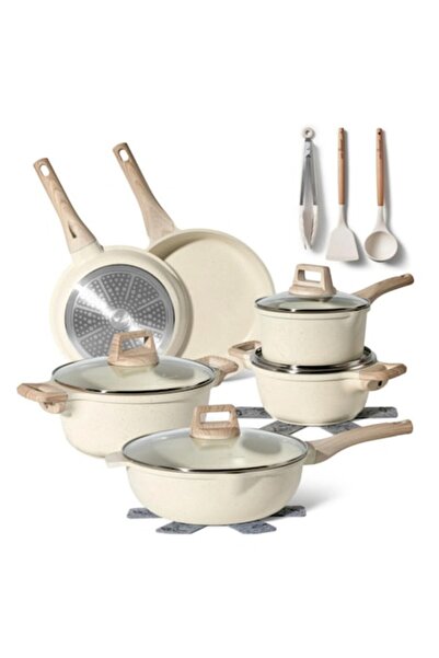 7LIFE Set de 11 piese de vase de gătit, cu strat ceramic antiaderent, compati...