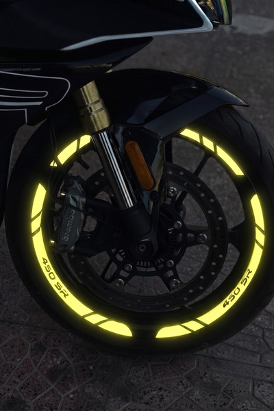 Banxtre 12 Pieces 450Sr Lettering Wheel Rim Stripe Sticker Set with Reflector...
