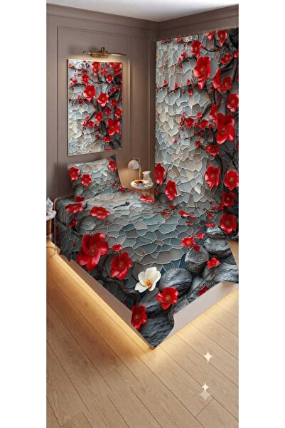 Elmas Dizayn 280*240 Cm. Special Design Single Bedding Set with Background Cu...
