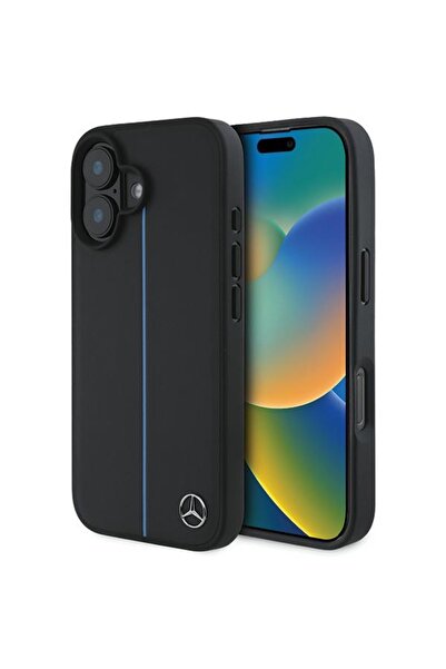 MERCEDES MEHMP16S23RURBK iPhone 16 6.1 " μαύρη σκληρή θήκη MB Blue Line Δερμά...