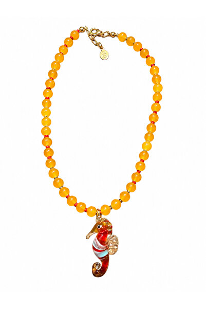 Bo Takı ve Aksesuar Murano Glass Beaded Design Necklace with Glass Tips Burcu...