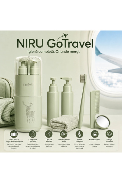 Niru Set igiena calatorie compact GoTravel™ - kit voiaj, flacoane reutilizabi...
