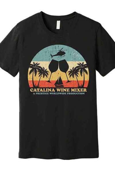 29CUN Catalina Wine Mixer Retro Pattern Men's Round Neck Fashion Tee, Soft Co...