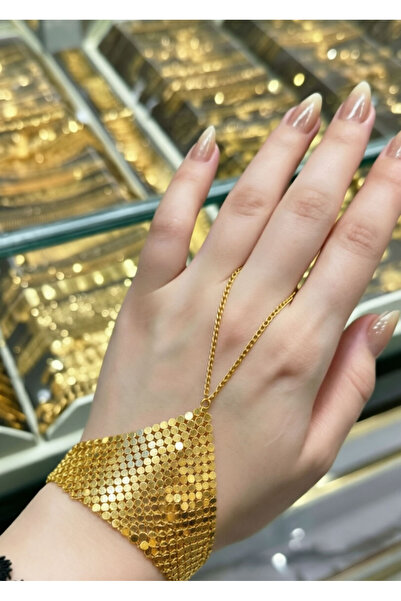 ALZAHR Women's hand chain featuring shimmering scale-like sequins—an accessor...