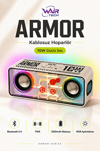 Wair Teknoloji 10W Bluetooth 5.4 RGB Işıklı TWS Kablosuz Hoparlör 1200mAh Typ...