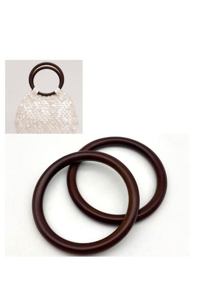 angel çanta aksesuar Round 12 cm Coffee Color Wooden Bag Handle