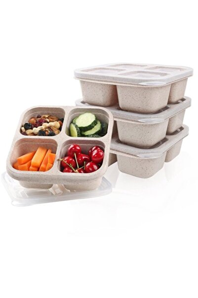 STARSTAR 4 snack boxes, four compartments, beige