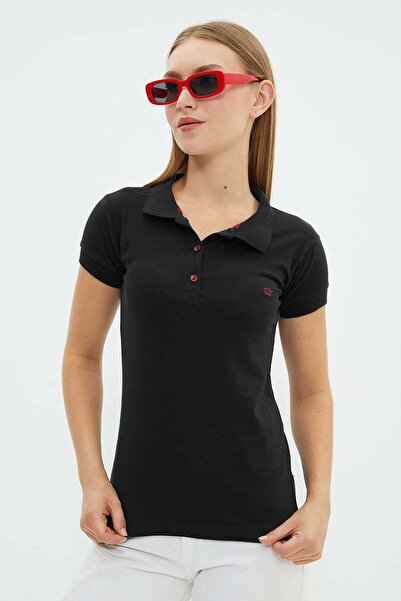 Fulla Moda Embroidered Polo Collar Slim Fit T-Shirt