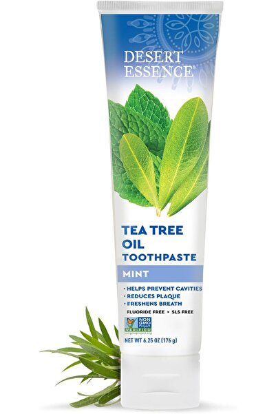 Desert Essence Tea Tree Oil Mint Toothpaste, Fluoride Free, 6.25 oz | Baking ...