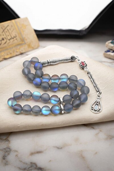 Prestige Thermal Quartz Stone 33 Prayer Beads with Metal Tassel 8mm Sphere Cu...