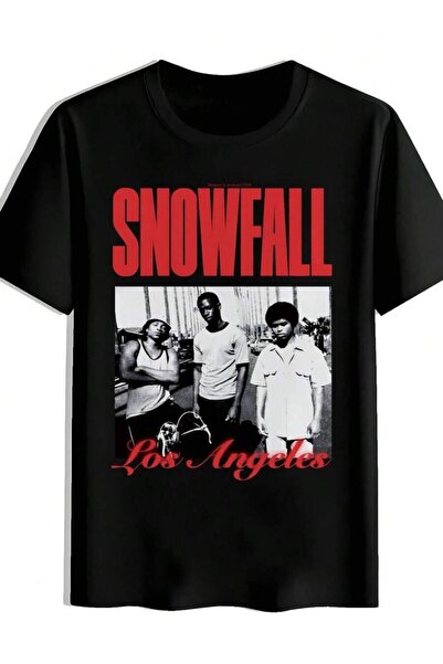 9JY SNOWFALL T-Shirt With Three Character Black And White Photo Prints, Summe...