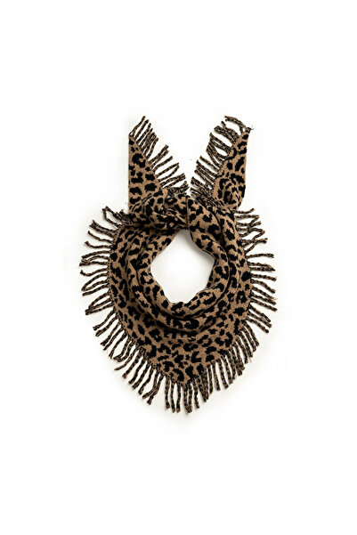 Twist PÜSKÜLLÜ LEOPAR DESEN ATKI