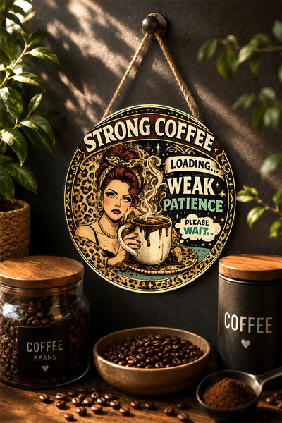Mayeka Strong Coffee Loading Weak Patience Pin-Up Woman Round Mdf Table Coffee