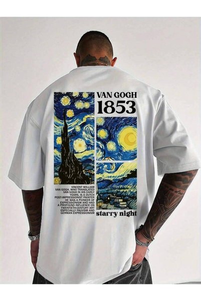9JY Men'S Van Gogh Starry Night T-Shirt| Breathable Short Sleeve Tee With Ico...
