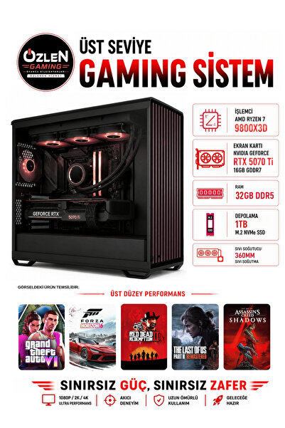ÖZLEN XXL30 RYZEN 7 9800X3D RTX 5070 Tİ 16GB 32GB DDR5 RAM 1TB M.2 SSD Üst Se...