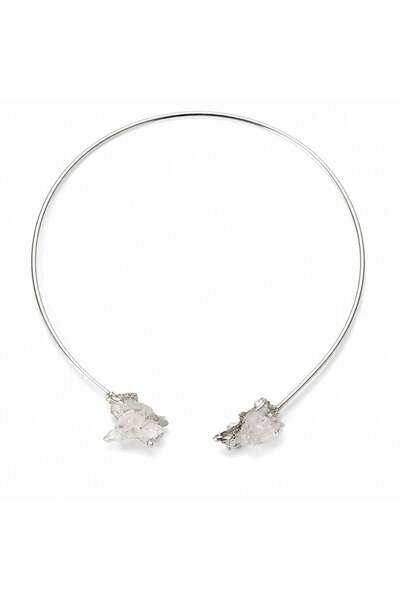 craftmystic Colier Choker Argintiu cu Cuart de Stanca - Claritate si Echilibr...