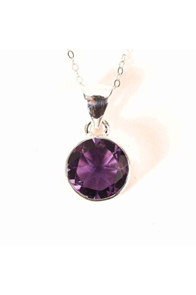 craftmystic 925 silver necklace with faceted amethyst circle – mental clarity...