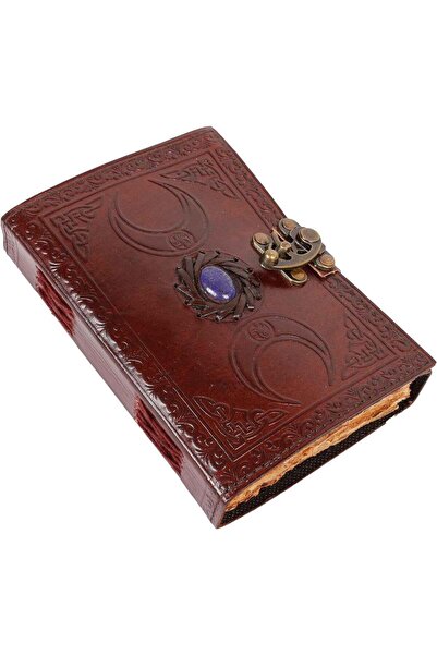 craftmystic Jurnal din Piele design cu Tripla Luna si piatra semipretioasa La...