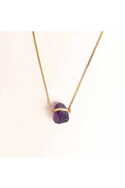 craftmystic Rough amethyst necklace with 925 silver, 18K gold plated - mental...