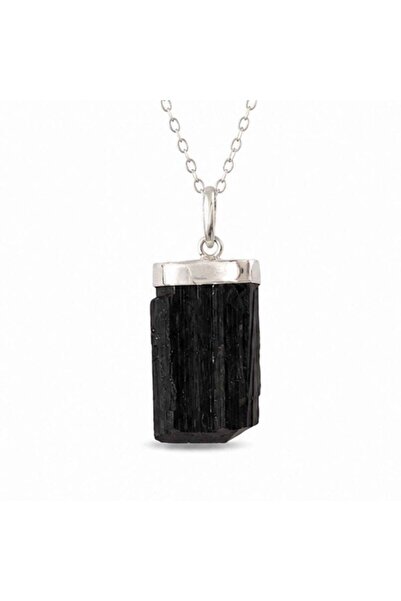 craftmystic 925 Silver Necklace with Small Unrefined Black Tourmaline - Discr...