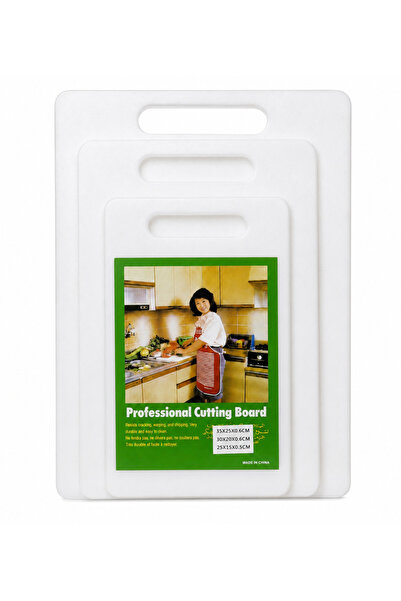 Generic Brand 3 Piece Plastic Cutting Board Set with Handle | Food Grade Kitc...