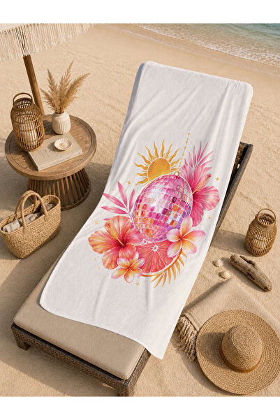 Evmila Pastel Citrus Sun și Tropical Floral Pattern 70x150 Prosop de plajă - ...