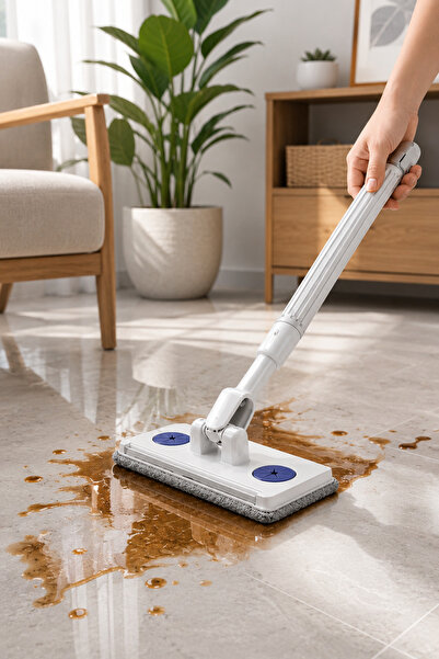 SYN AKSESUAR 360° Döner Başlıklı Taşınabilir Mini Mop – Çok Amaçlı Mikrofiber...
