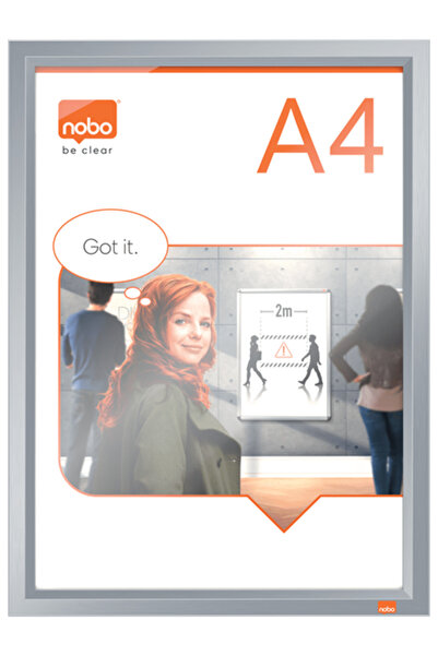 Nobo Impression Pro Wall Frame, Aluminum, With Clip, A4, Grey