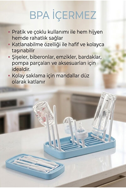 SİHİRLİ MOP Katlanabilir Pratik Emzik ve Biberon Kurutucu BPA İçermez Kurutma...