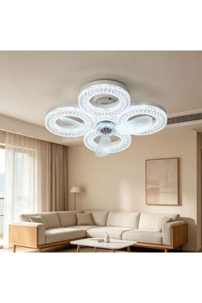 Sunlight Galaksi Yuvarlak 3 Renkli Fanlı, Dimli, Kumandalı Avize Ampul