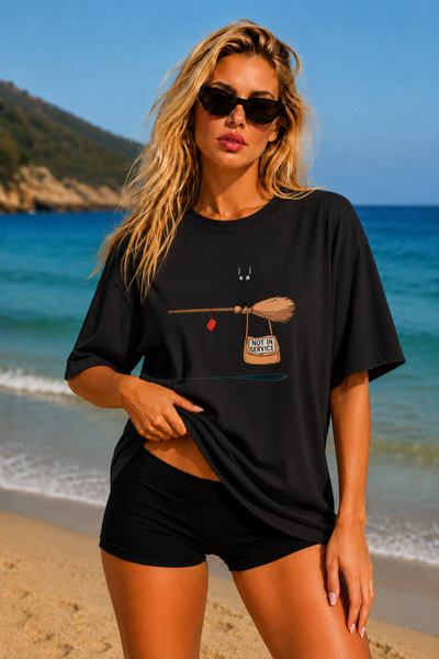 FECCY Premium Not In Service Τυπωμένο Oversize Γυναικείο T-Shirt Ανδρικό T-Sh...