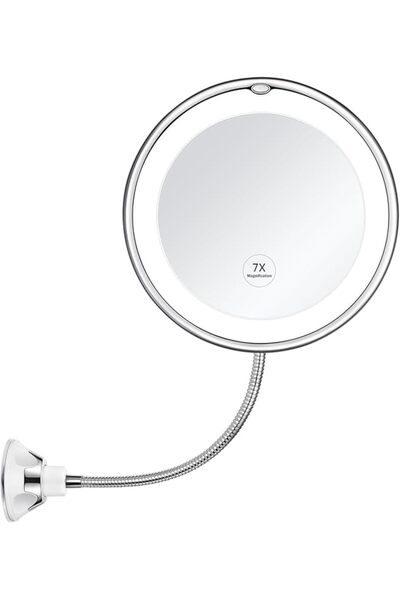 KEDSUM Flexible Gooseneck 6.8" 10X Magnifying LED Lighted Makeup Mirror, Bath...
