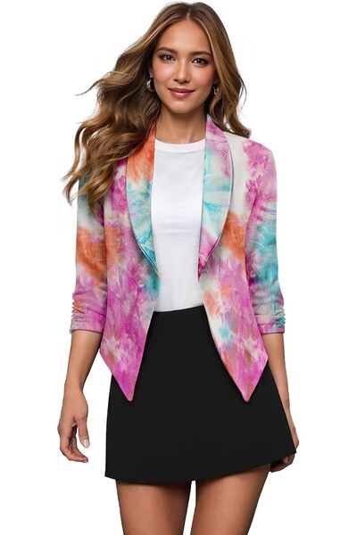 Hybrid & Company Women Double Notch Lapel Sharp Shoulder Pad Office Blazer | ...