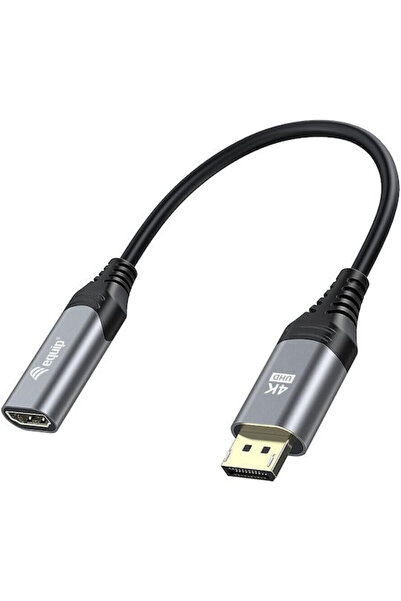 EQUIP Καλώδιο DisplayPort αρσενικό - HDMI θηλυκό 0,15μ Γκρι (133445)