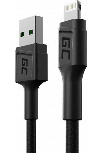 Green Πλεκτό Καλώδιο USB-A σε Lightning Μαύρο 0.3μ (KABGC24)