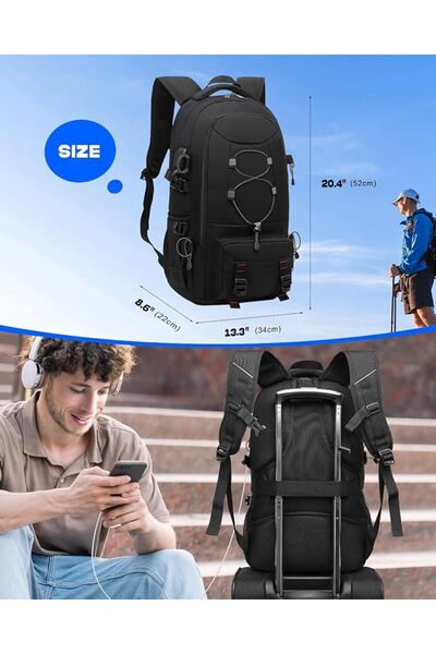 GENERAL Travel Backpack, 45L Hiking Backpacks Water Resistant Multi-functiona...