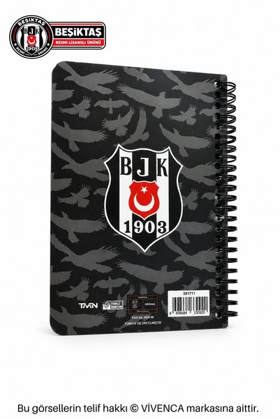 Beşiktaş Licensed Spiral Notebook A6 Lined Thick Cover Medium Size 60 Pages Single Piece