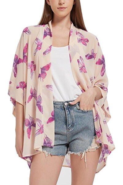 Maxfort Women's Loose Print Sheer Chiffon Kimono Beach Swim Cover up Cardigan...