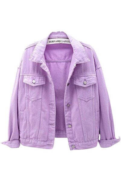 GENERAL ebossy womens Women Candy Color Long Sleeve Loose Denim Jacket Long S...