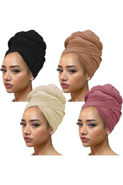 kachanaa أوشحة رأس من الجيرسيه المطاطي، أغطية رأس، أوشحة شعر بلون واحد، ناعمة...
