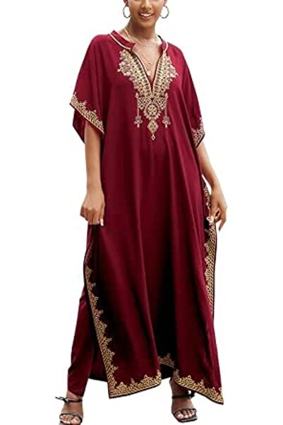 YouKD Summer Cotton Floral Long Kaftan Bohemian Kimono Beach Swimsuit Cover U...