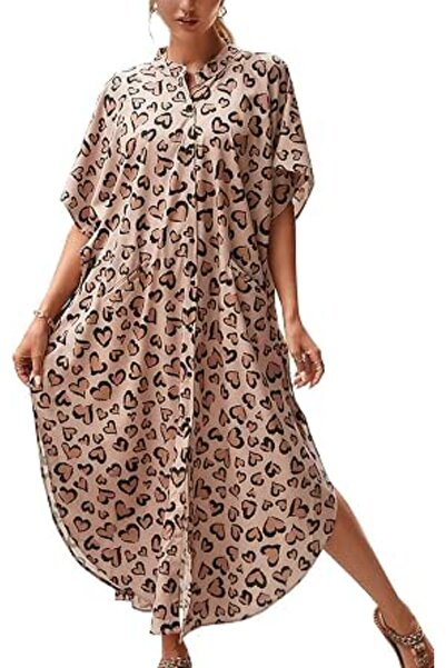GENERAL Women's Bohemian Kaftan Maxi Loungewear Oversized Nightgown Homewear ...