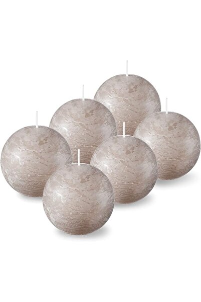 Tribello SPAAS Unscented Beige Round Candles - 3 Inch Rustic Ball Candles for...