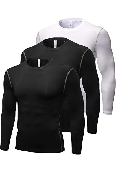 GENERAL Men's Compression Shirts Long Sleeve Athletic Workout Tops Gym Unders...