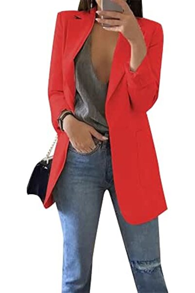 YMing Women's Blazer, Elegant Loose Cardigan Jacket with Lapel Collar, Notch ...
