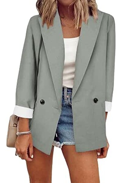 YMing Women's Blazer, Elegant Loose Cardigan Jacket with Lapel Collar, Notch ...
