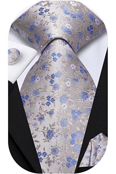 Dubulle Mens Paisely Silk Tie for Men Necktie and Pocket Square Set