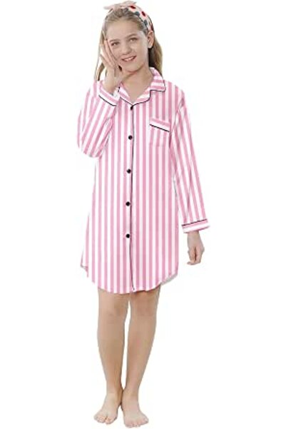 GENERAL Schbbbta Girls Boys Satin Pajamas Set, 2Piece Silk Nightwear Button-D...