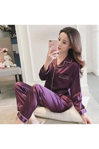 GENERAL Womens Rayon Silk Pajamas Sexy Stripe Sleepwear Set Women Pajama Set ...
